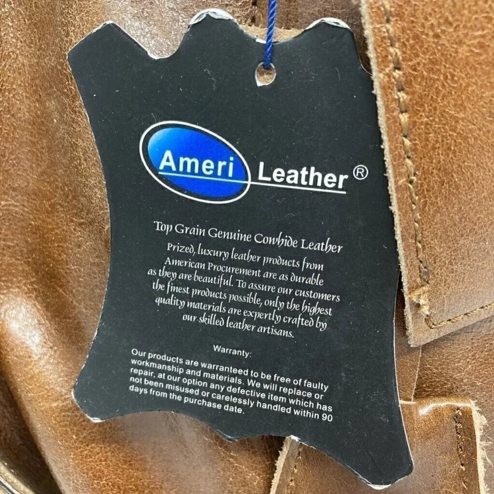 Amerileather Holmes Investigator Bag Brown Leather Pockets Dual Handle New